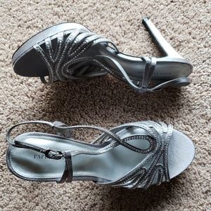 Rhinestone strappy heels wedding formal sz 8